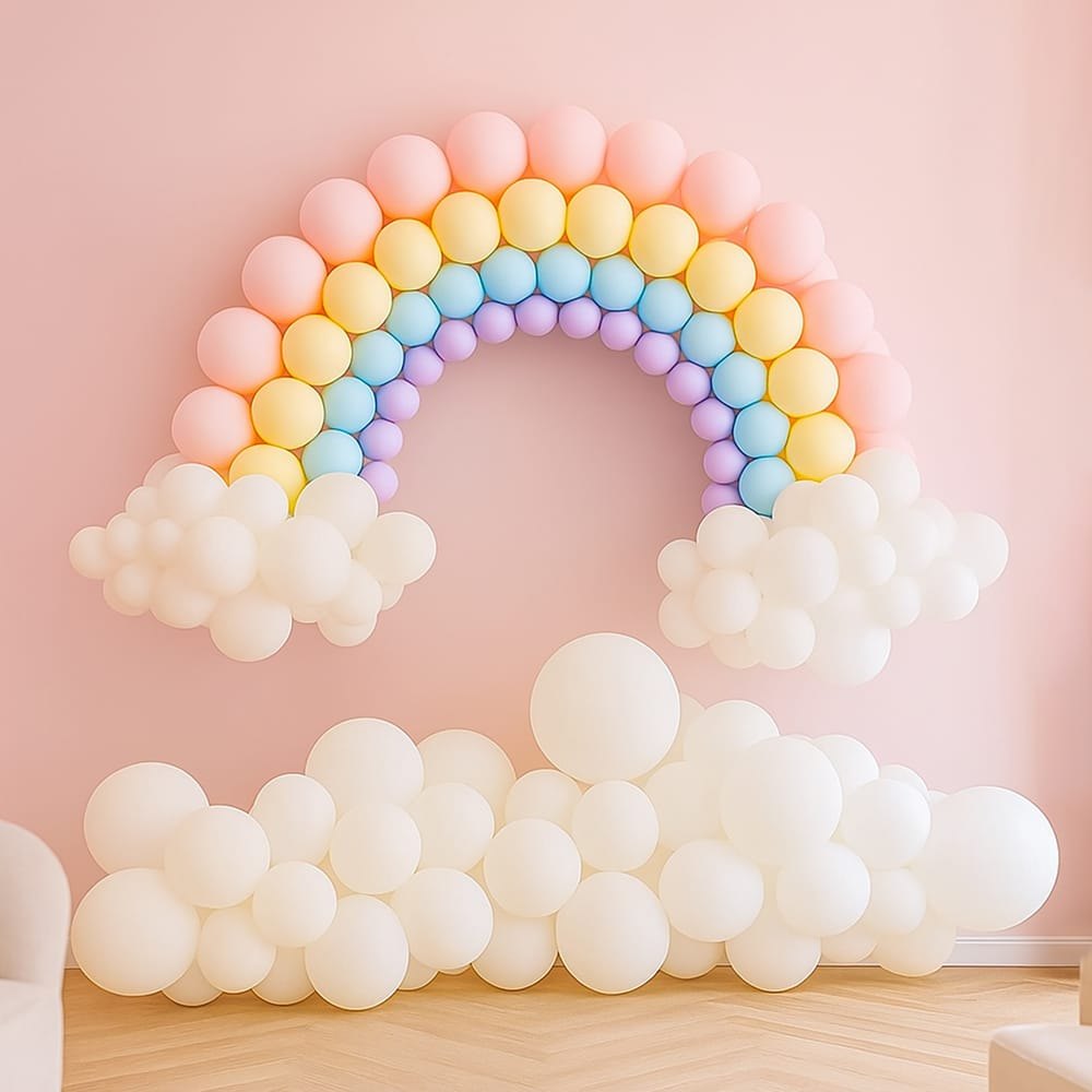 Pastel rainbow birthday backdrop