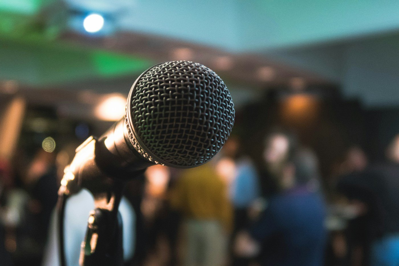 Microphone ready for a corporate gathering