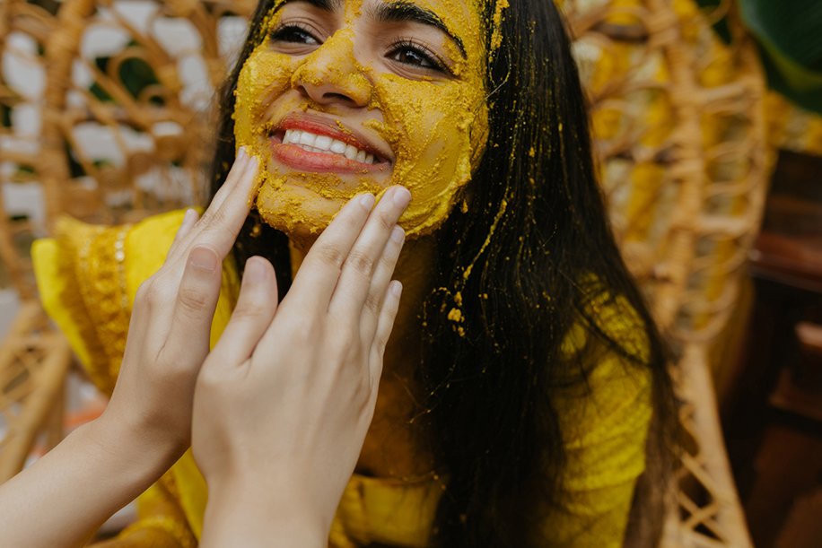 A joyful turmeric ritual at a haldi celebration