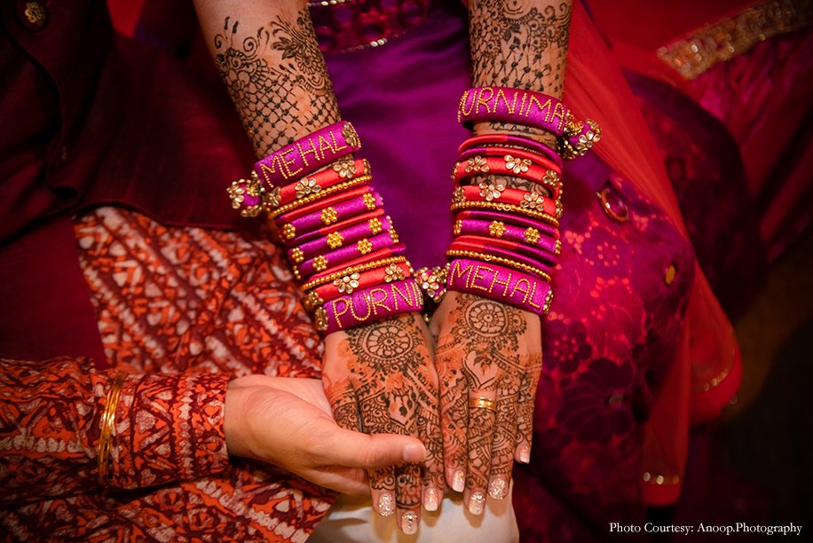 Mehendi designs with colourful bridal bangles